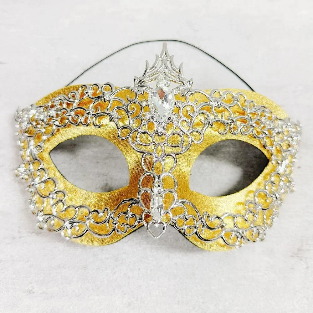 Share 2 in 1 gold mask, Masquerade party wedding, silver masquerade mask, Part